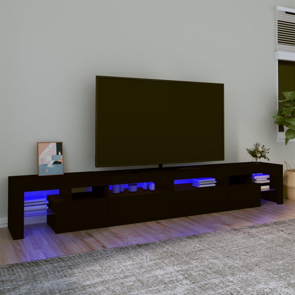 Berkfield TV Cabinet with LED Lights Black 260x36.5x40 cm