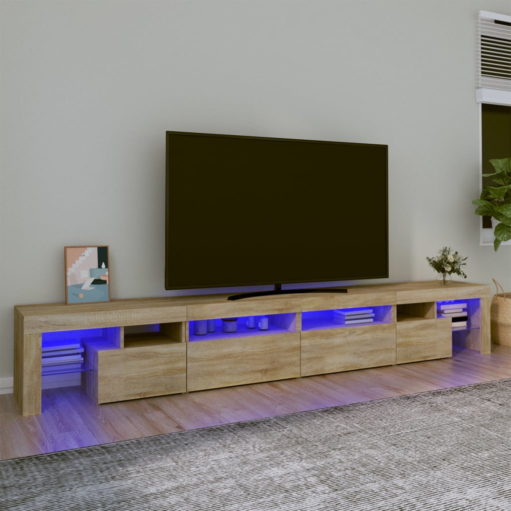 Berkfield TV Cabinet with LED Lights Sonoma Oak 260x36.5x40 cm