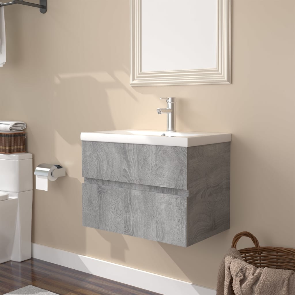 Berkfield Sink Cabinet with Built-in Basin Grey Sonoma Engineered Wood