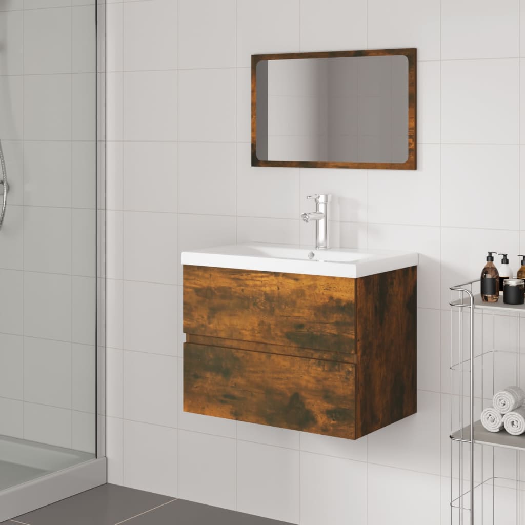 Berkfield Bathroom Furniture Set Smoked Oak Engineered Wood
