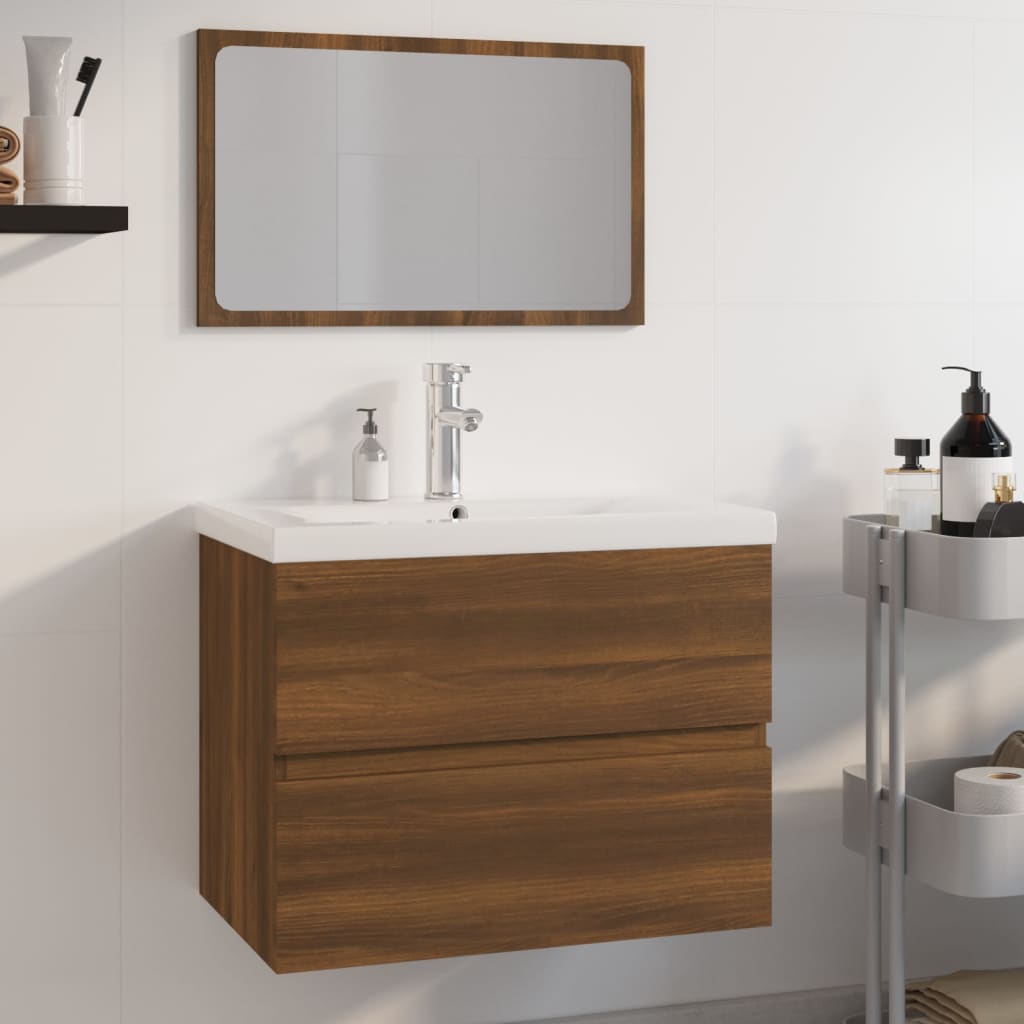 Berkfield Bathroom Furniture Set Brown Oak Engineered Wood