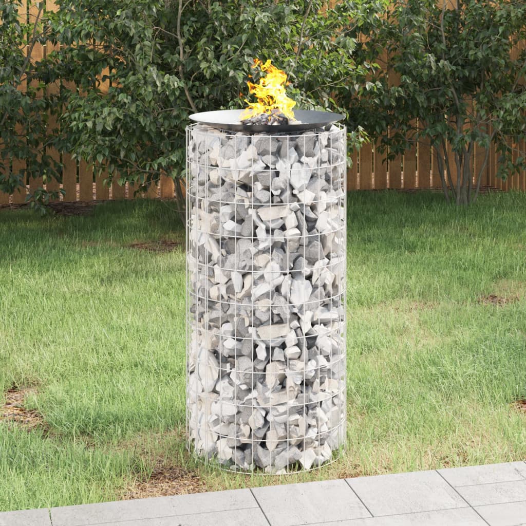 Berkfield Gabion Fire Pit �_�”�_ 50 cm Galvanised Iron