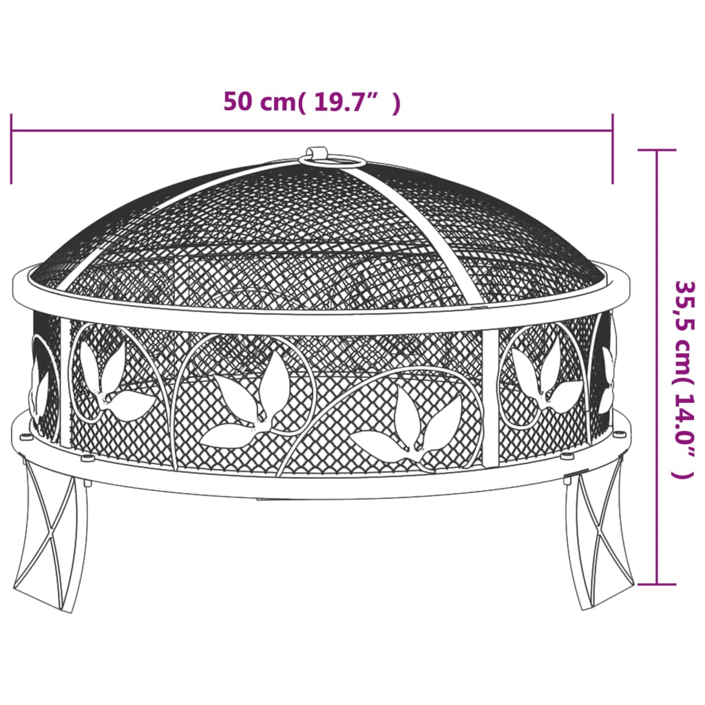 Berkfield Fire Pit with Poker 50 cm XXL Steel