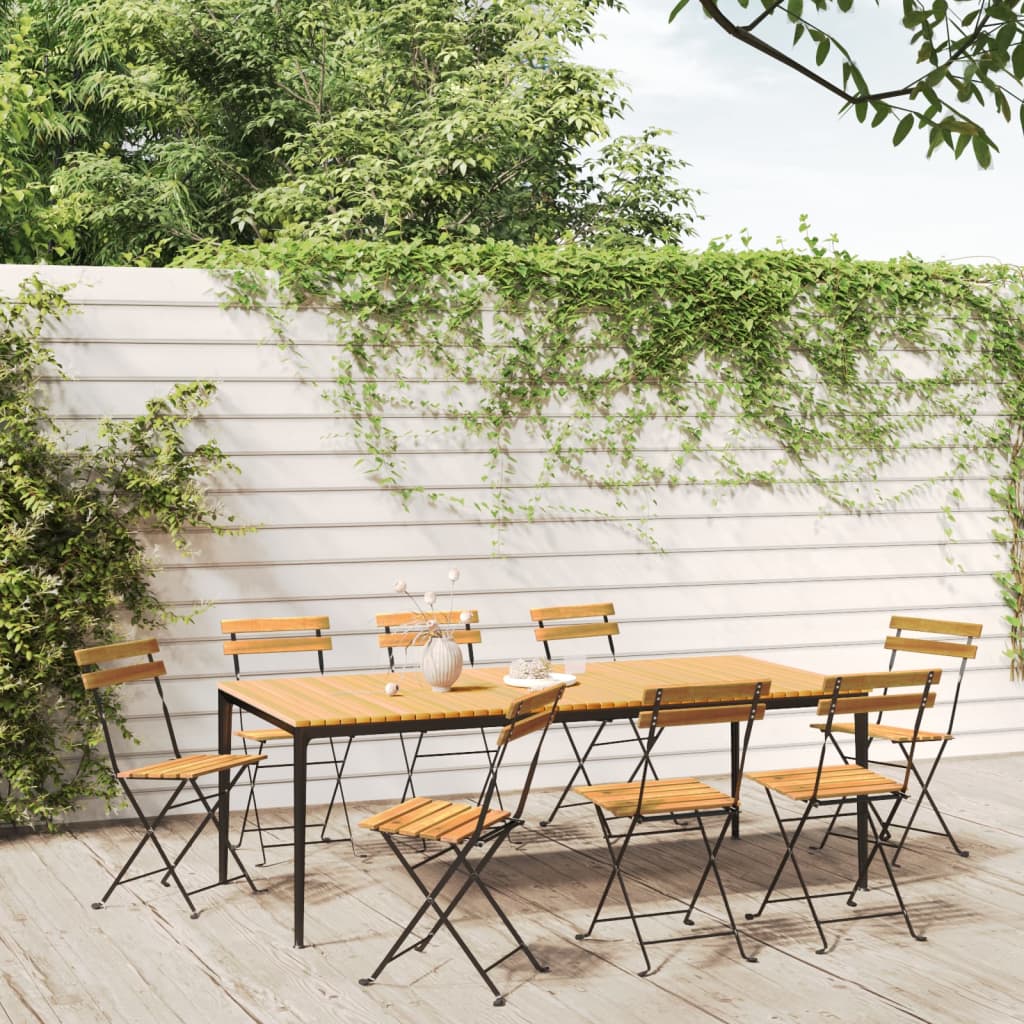 Berkfield Folding Garden Chairs 8 pcs Steel and Solid Wood Acacia