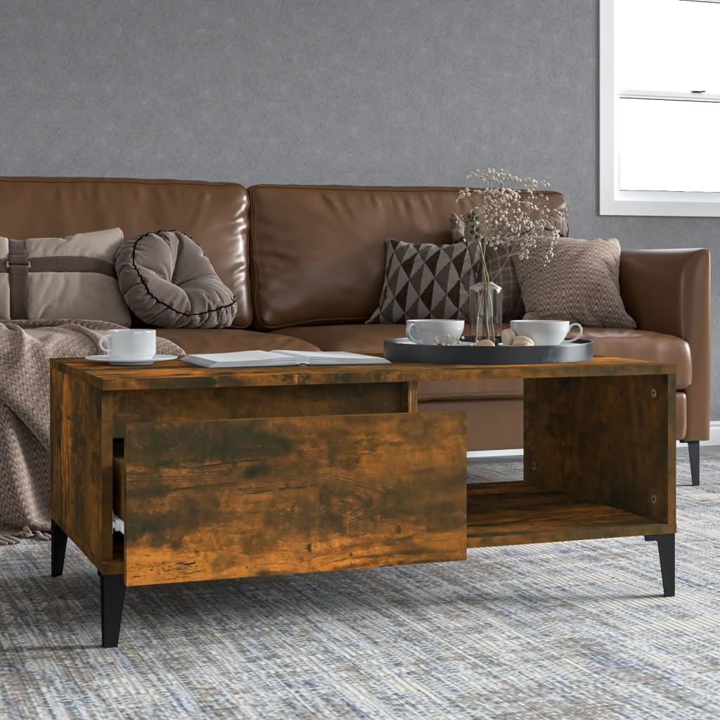 Berkfield Coffee Table Smoked Oak 90x50x36.5 cm Engineered Wood