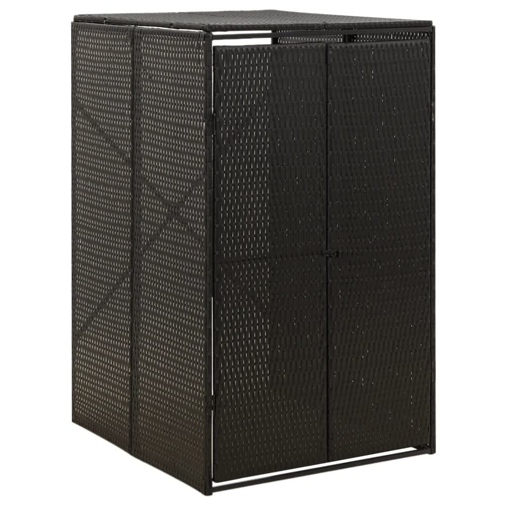 Berkfield Single Wheelie Bin Shed Black 70x80x117 cm Poly Rattan