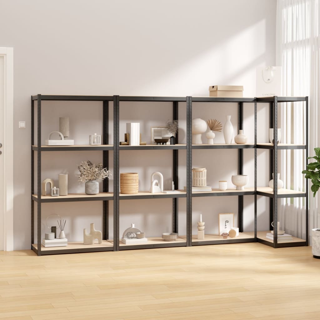 Berkfield 4-Layer Shelves 4 pcs Anthracite Steel&Engineered Wood