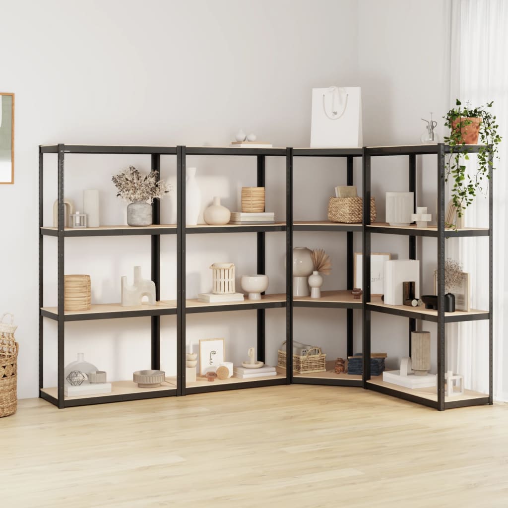 Berkfield 4-Layer Shelves 4 pcs Anthracite Steel&Engineered Wood