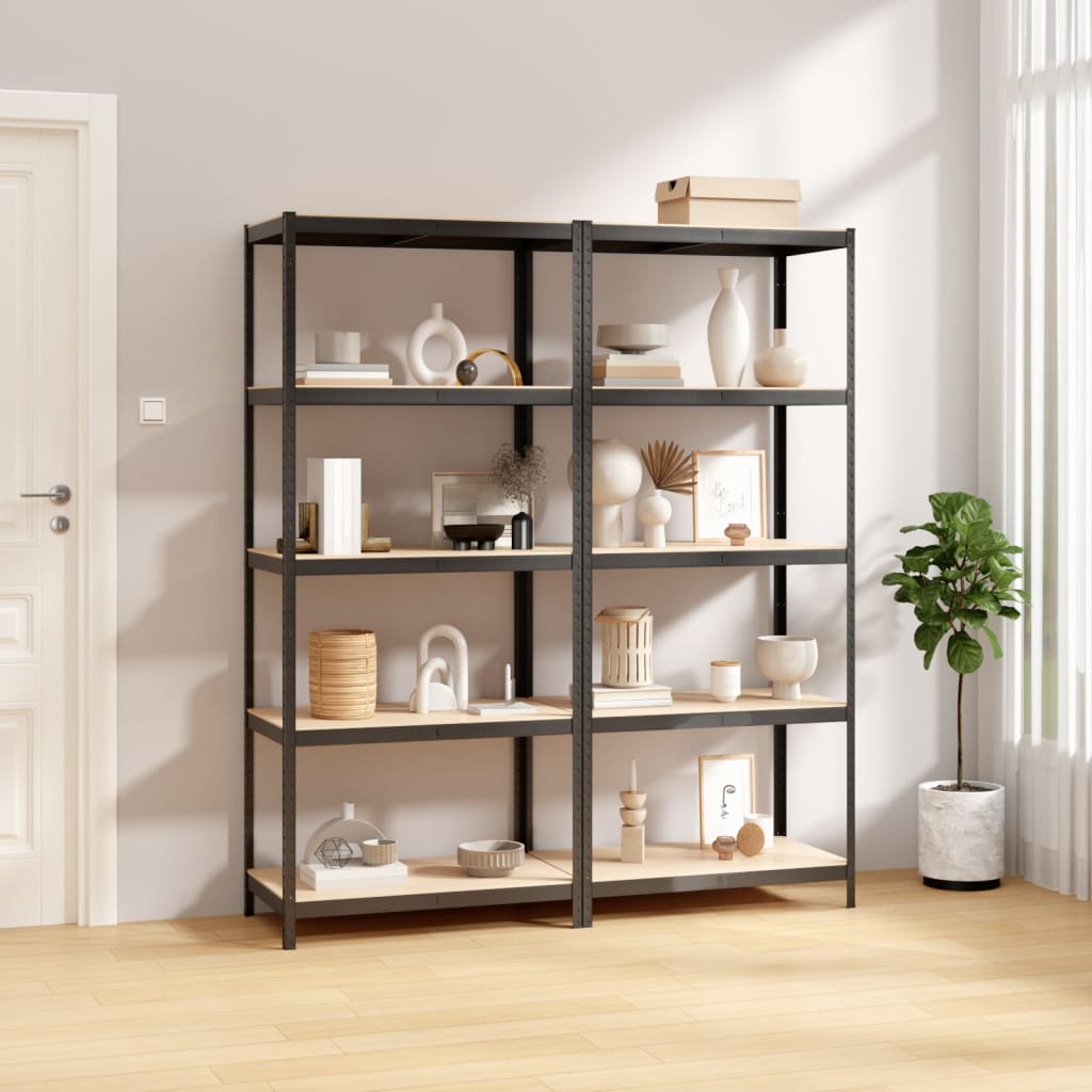 Berkfield 5-Layer Shelves 2 pcs Anthracite Steel&Engineered Wood