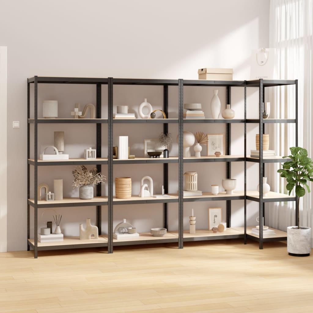 Berkfield 5-Layer Shelves 4 pcs Anthracite Steel&Engineered Wood