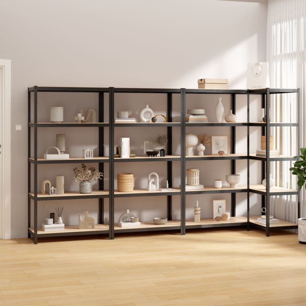 Berkfield 5-Layer Shelves 4 pcs Anthracite Steel&Engineered Wood