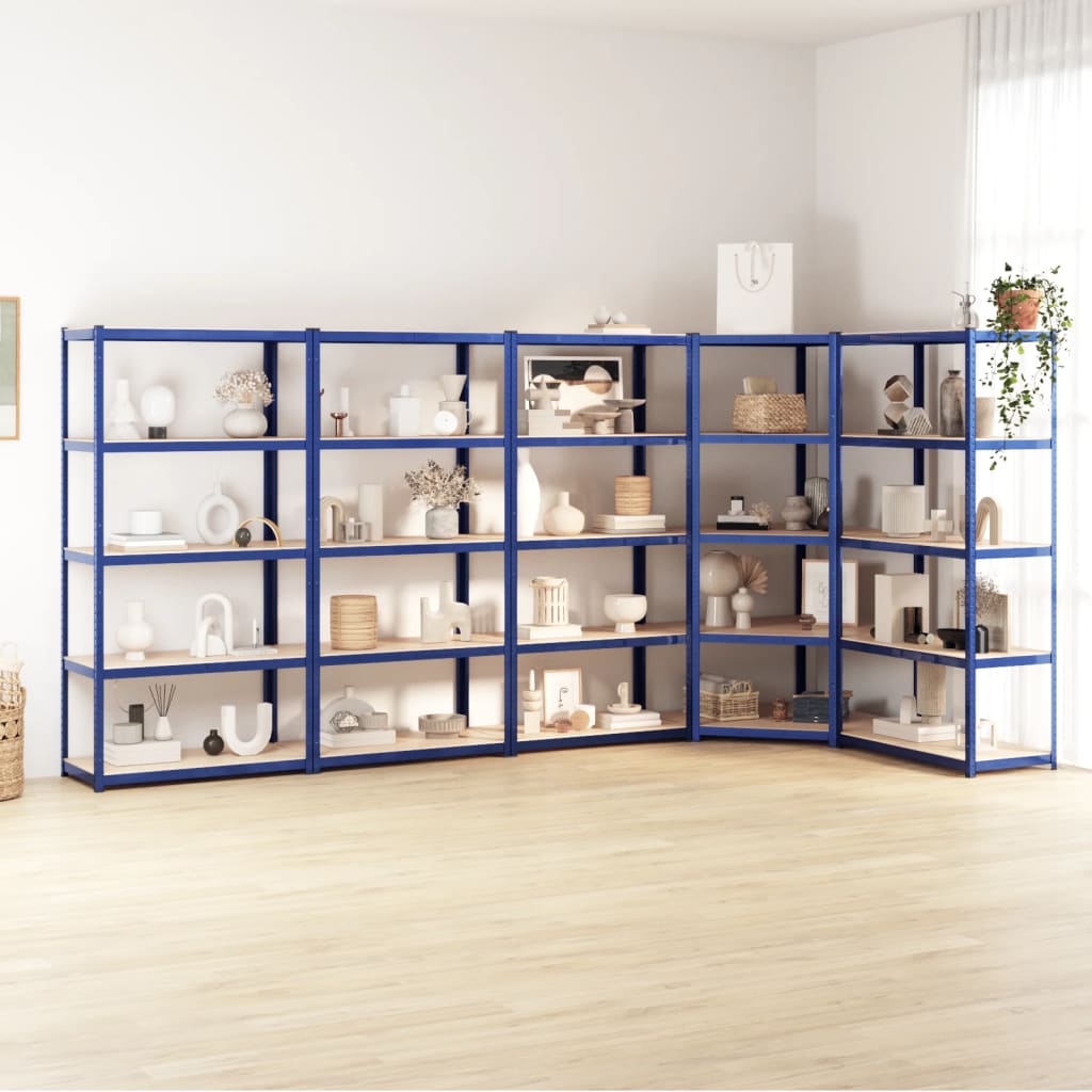 Berkfield 5-Layer Shelves 5 pcs Blue Steel&Engineered Wood