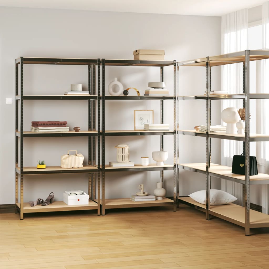 Berkfield 5-Layer Shelves 4 pcs Silver Steel&Engineered Wood
