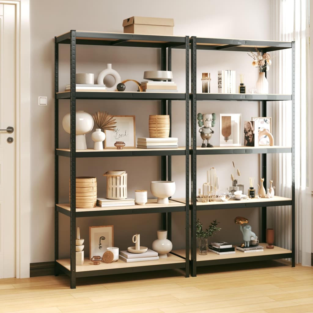 Berkfield 5-Layer Shelves 2 pcs Anthracite Steel&Engineered Wood