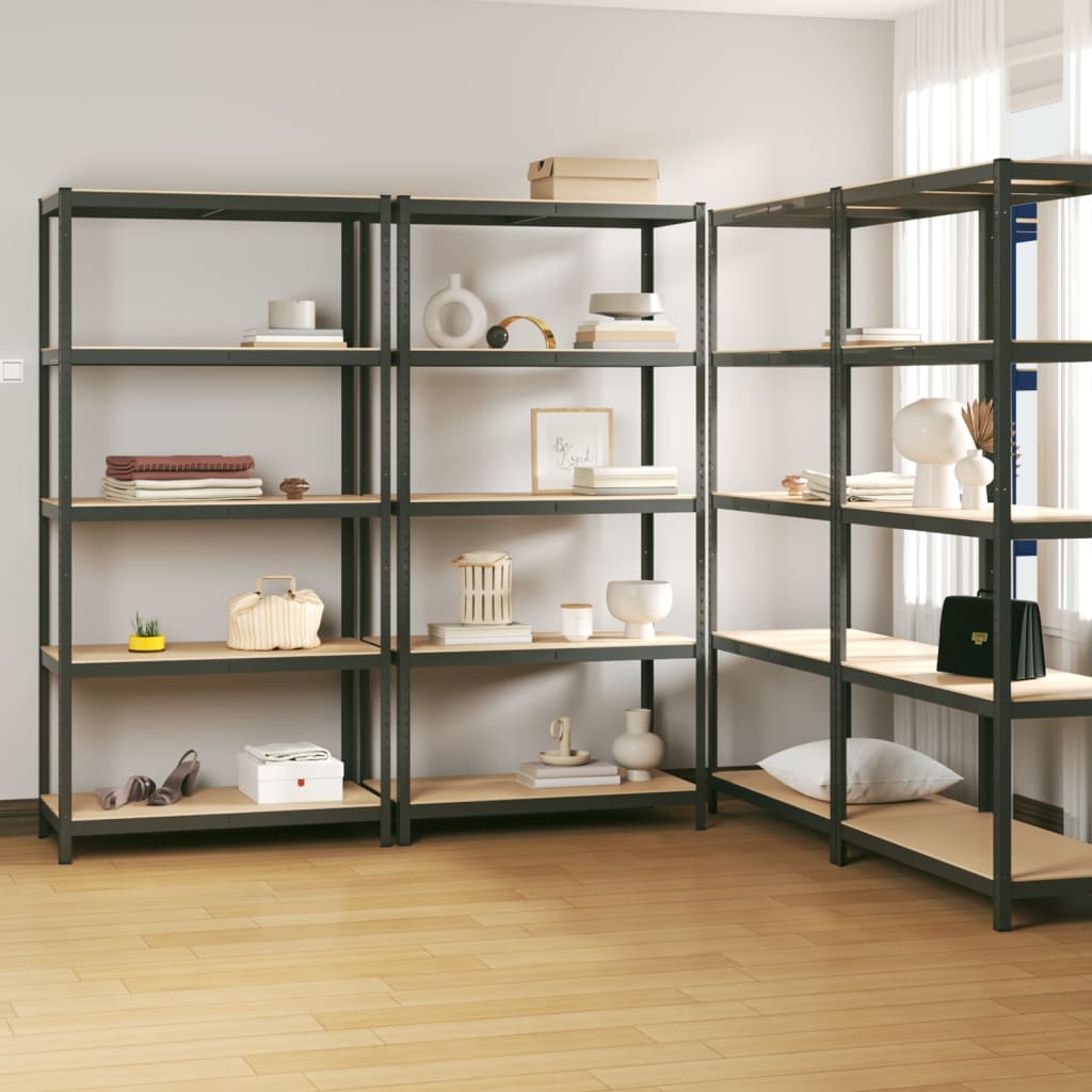 Berkfield 5-Layer Shelves 4 pcs Anthracite Steel&Engineered Wood