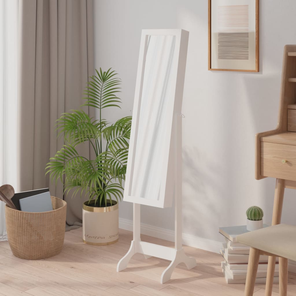 Berkfield Free-Standing Mirror White 34x37x146 cm