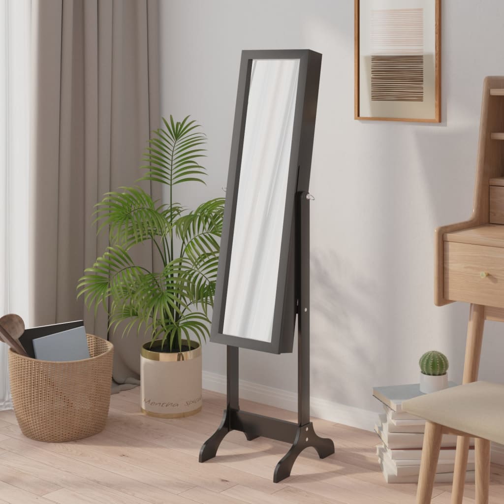 Berkfield Free-Standing Mirror Black 34x37x146 cm