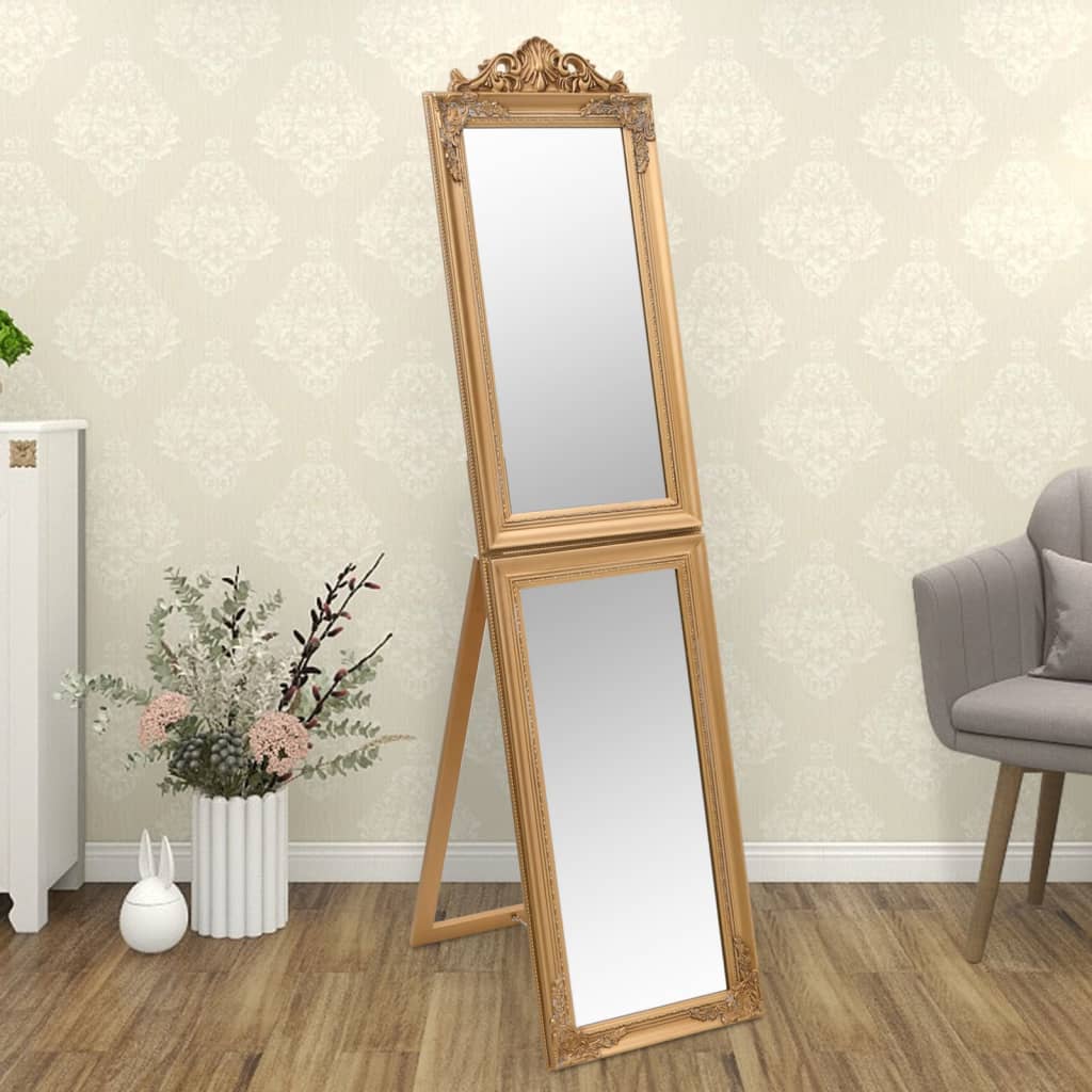 Berkfield Free-Standing Mirror Gold 45x180 cm