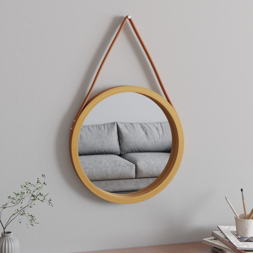 Berkfield Wall Mirror with Strap Gold �_�”�_ 45 cm
