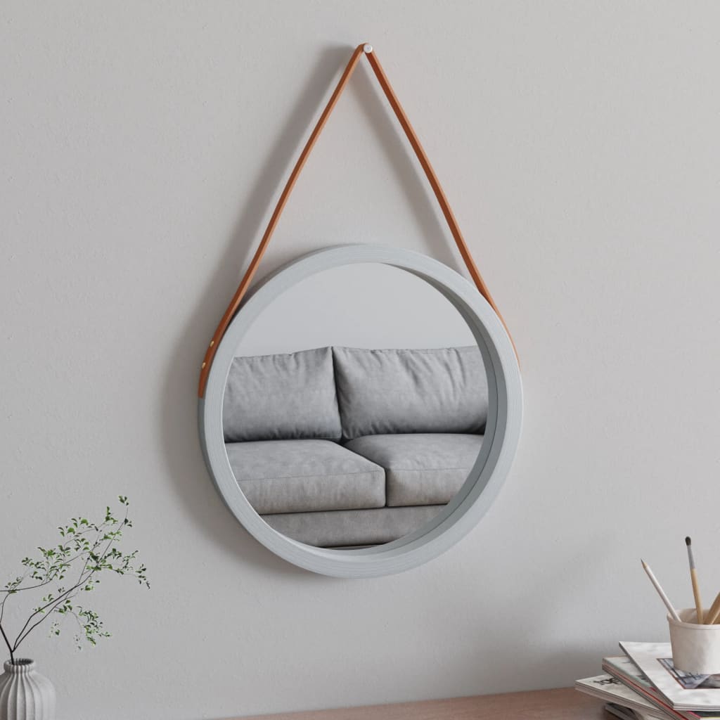Berkfield Wall Mirror with Strap Silver �_�”�_ 45 cm