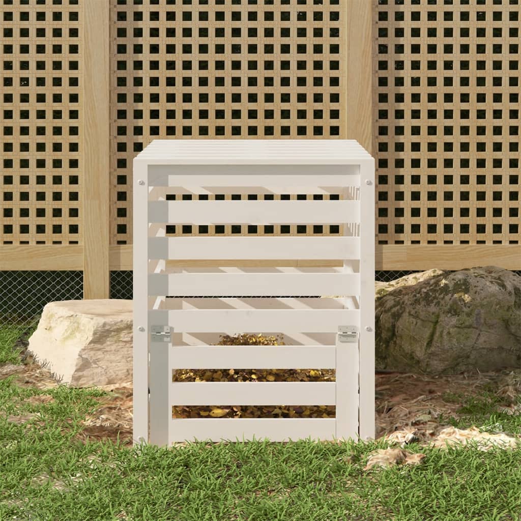 Berkfield Composter White 63.5x63.5x77.5 cm Solid Wood Pine