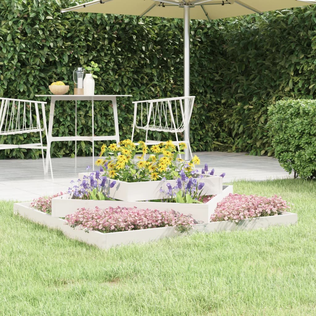 Berkfield Planter White 112x112x27 cm Solid Wood Pine
