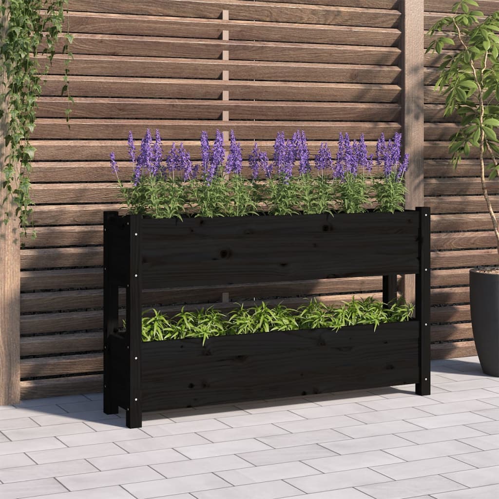 Berkfield Planter Black 112x25x66 cm Solid Wood Pine