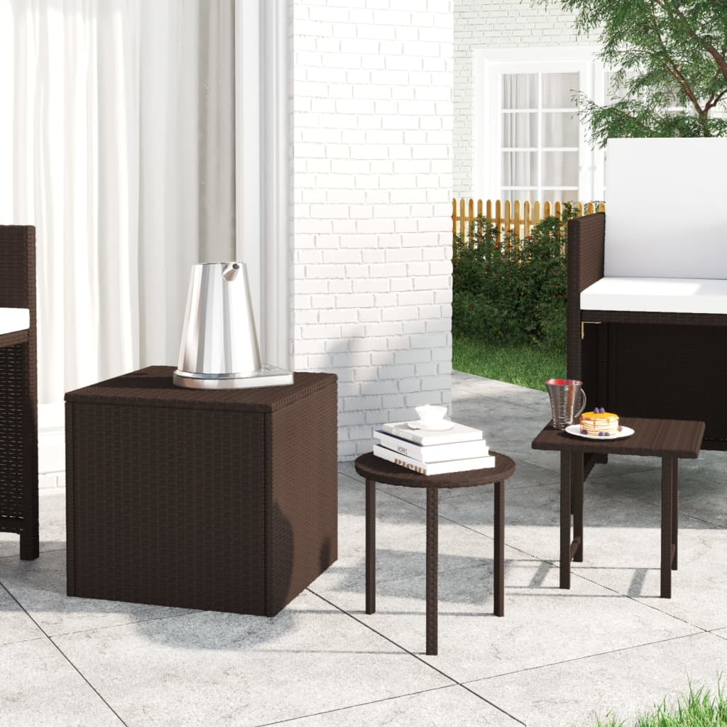 Berkfield Side Tables 3 pcs Brown Poly Rattan