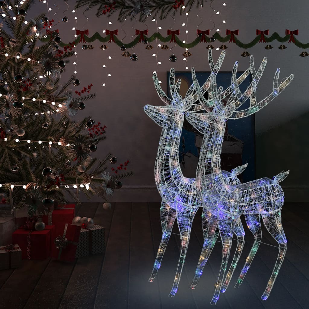 Berkfield XXL Acrylic Christmas Reindeers 250 LED 2 pcs 180 cm Multicolour