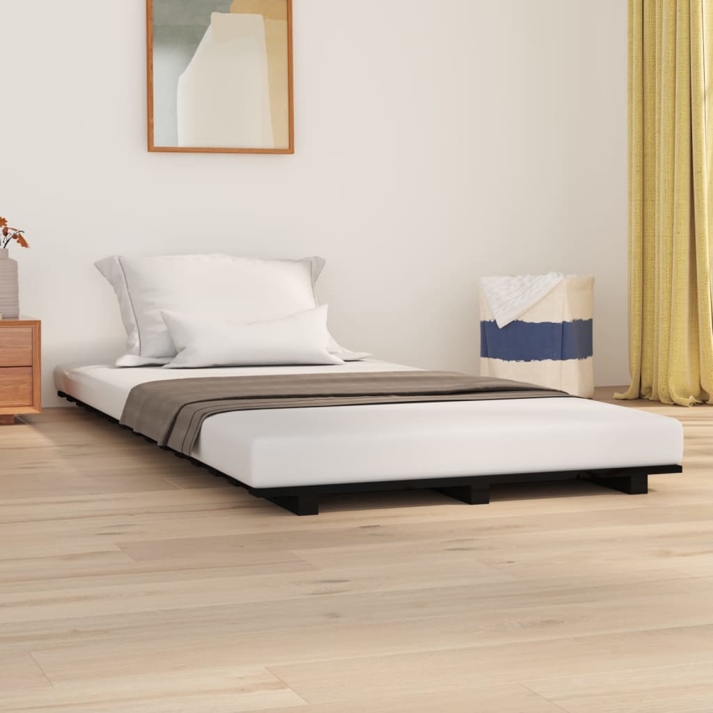 Berkfield Bed Frame Black 100x200 cm Solid Wood Pine