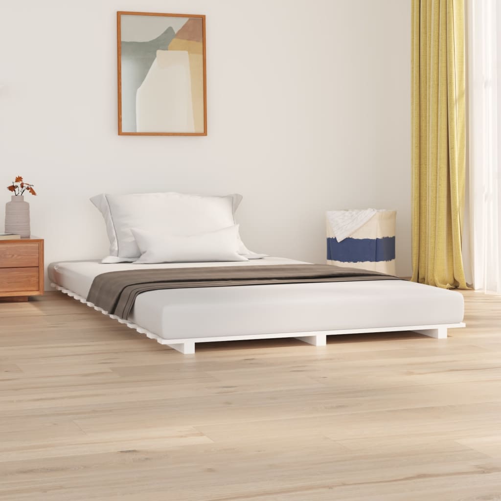 Berkfield Bed Frame White 120x190 cm 4FT Small Double Solid Wood Pine