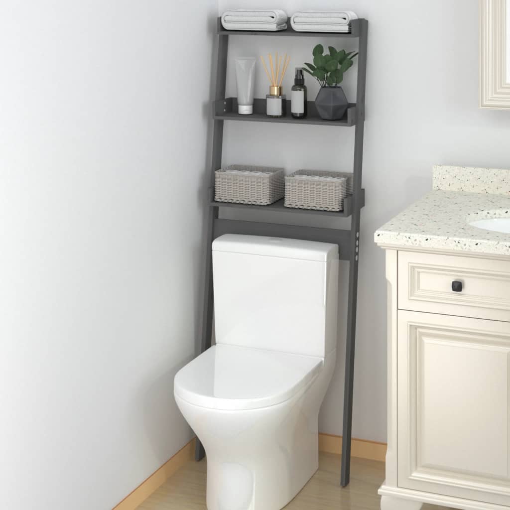 Berkfield Toilet Rack Grey 63.5x32x179 cm Solid Wood Pine