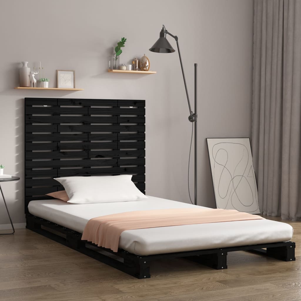 Berkfield Wall Headboard Black 96x3x91.5 cm Solid Wood Pine