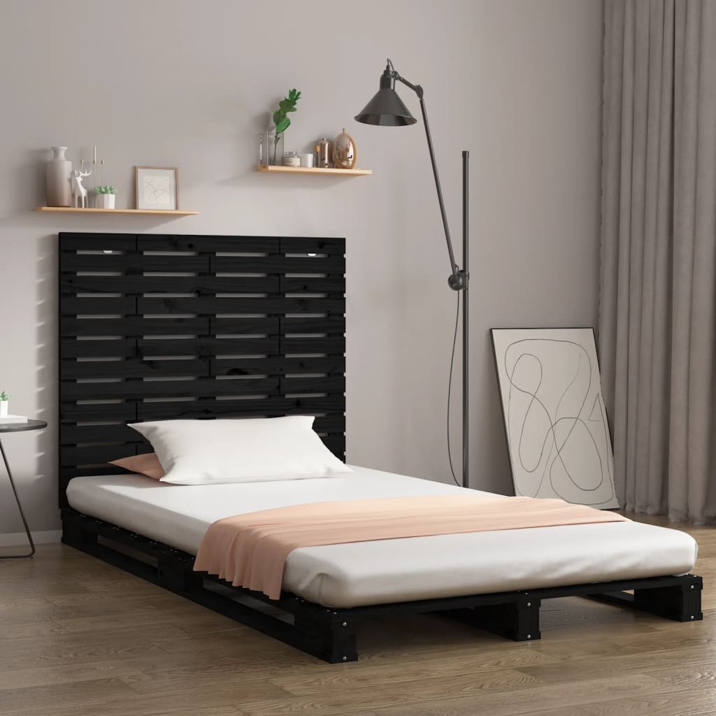 Berkfield Wall Headboard Black 126x3x91.5 cm Solid Wood Pine