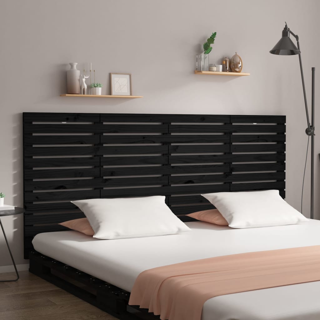 Berkfield Wall Headboard Black 166x3x91.5 cm Solid Wood Pine