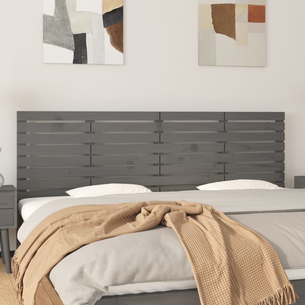 Berkfield Wall Headboard Grey 206x3x63 cm Solid Wood Pine