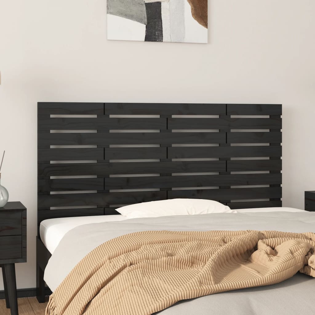Berkfield Wall Headboard Black 146x3x63 cm Solid Wood Pine