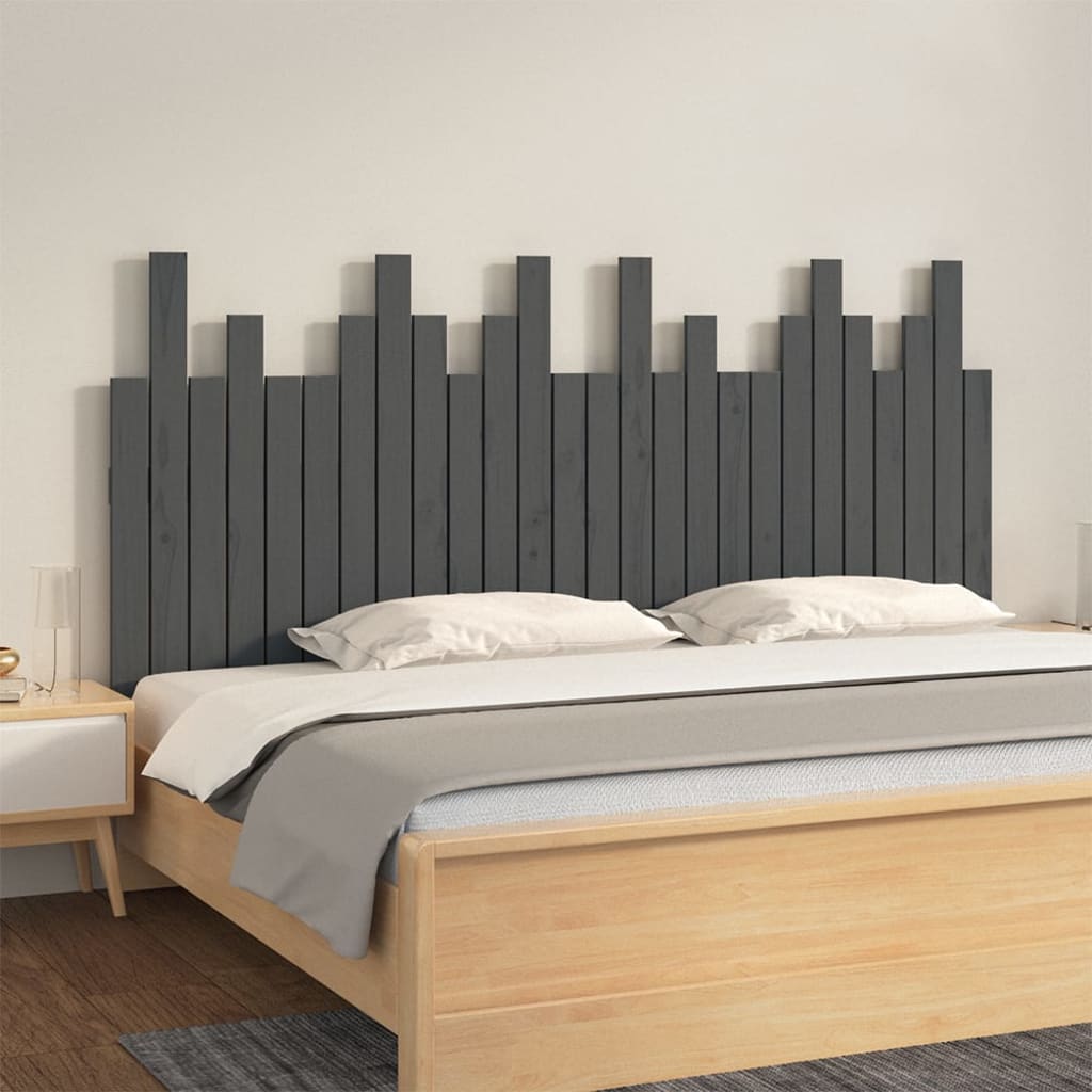 Berkfield Wall Headboard Grey 166x3x80 cm Solid Wood Pine