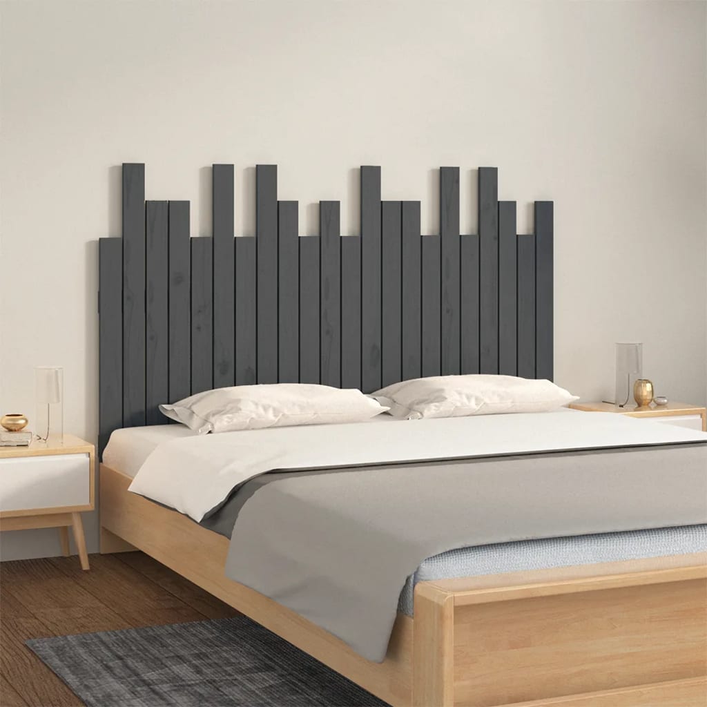 Berkfield Wall Headboard Grey 140x3x80 cm Solid Wood Pine