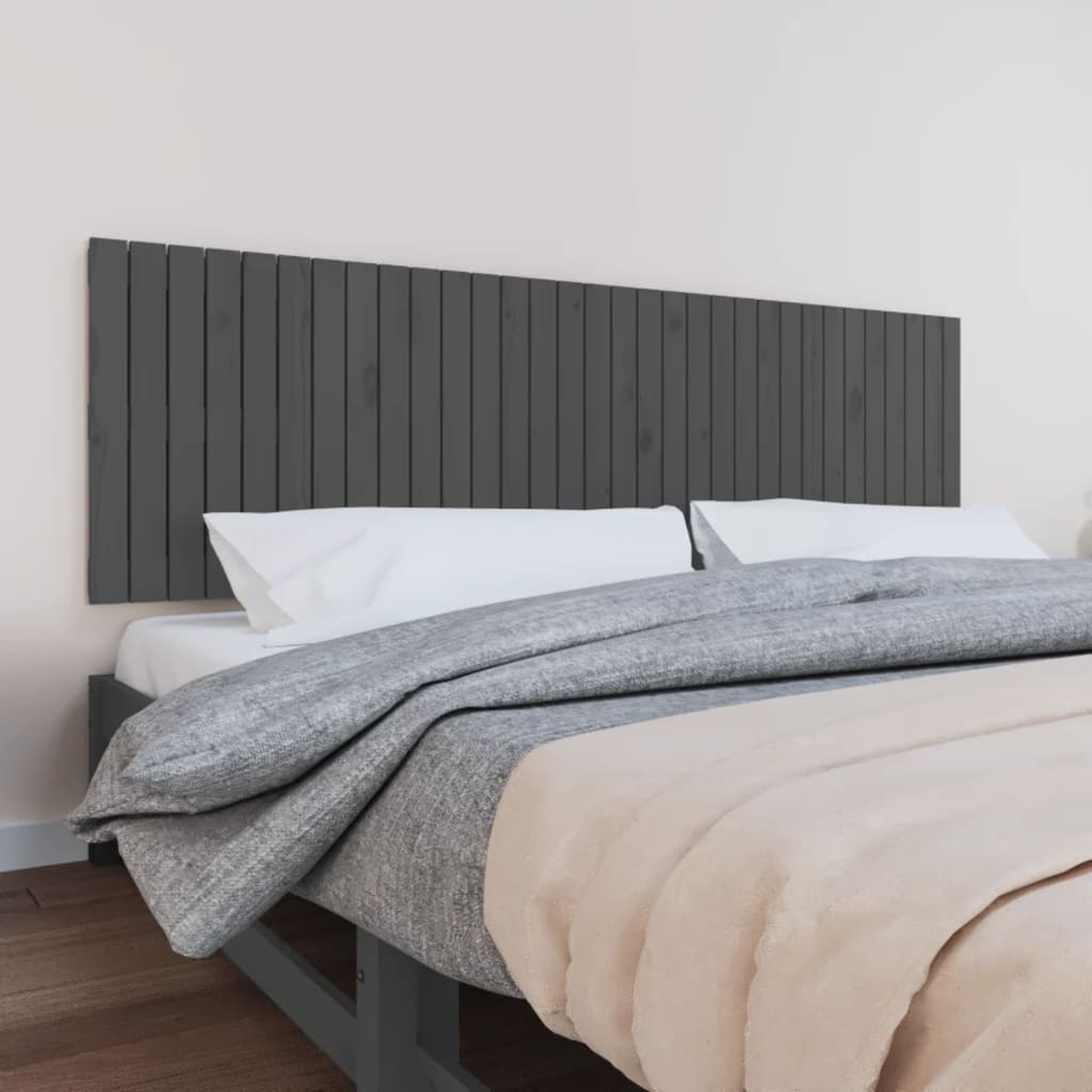 Berkfield Wall Headboard Grey 204x3x60 cm Solid Wood Pine
