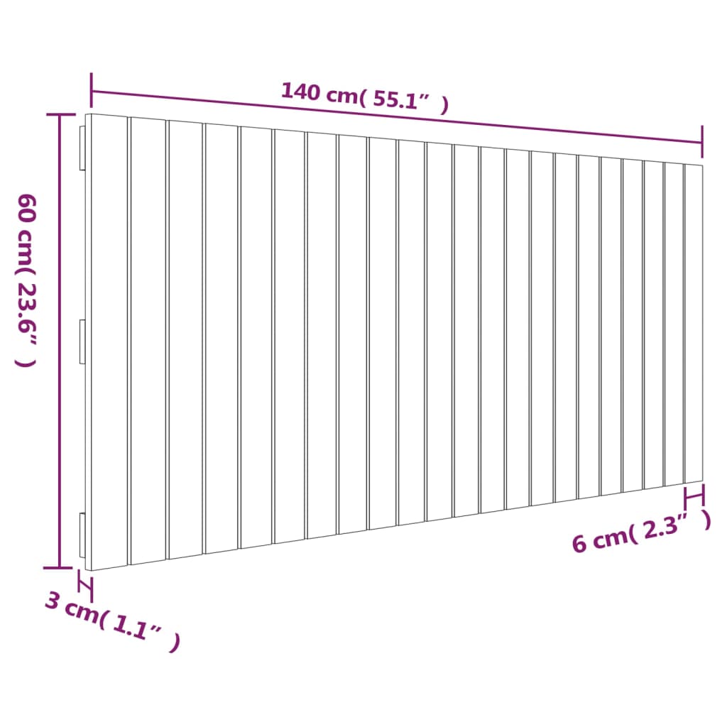 Berkfield Wall Headboard 140x3x60 cm Solid Wood Pine