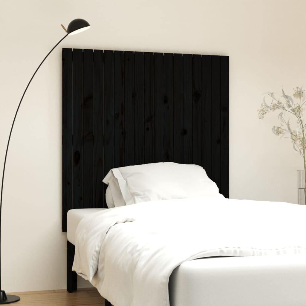 Berkfield Wall Headboard Black 108x3x110 cm Solid Wood Pine