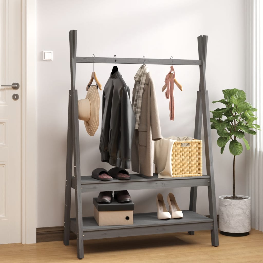 Berkfield Clothes Rack Grey 100x45.5x150 cm Solid Wood Pine