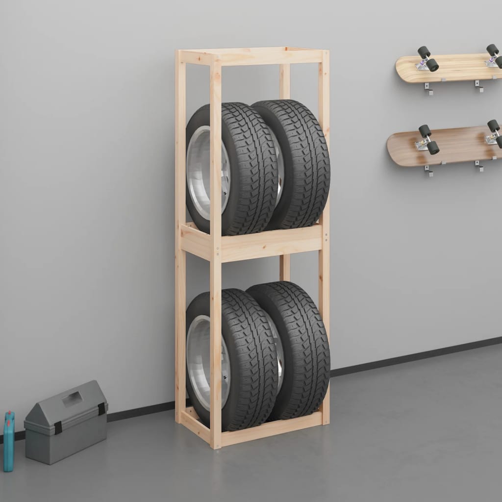 Berkfield Tire Rack 63x40x180 cm Solid Wood Pine