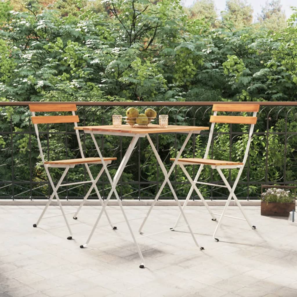 Berkfield Folding Bistro Chairs 2 pcs Solid Wood Acacia and Steel
