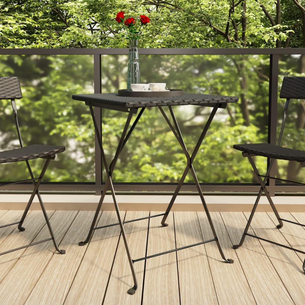 Berkfield Folding Bistro Table Black 55x54x71 cm Poly Rattan