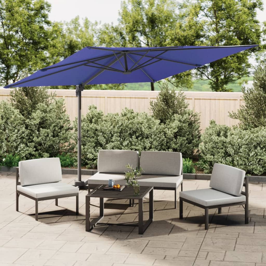 Berkfield LED Cantilever Umbrella Azure Blue 400x300 cm