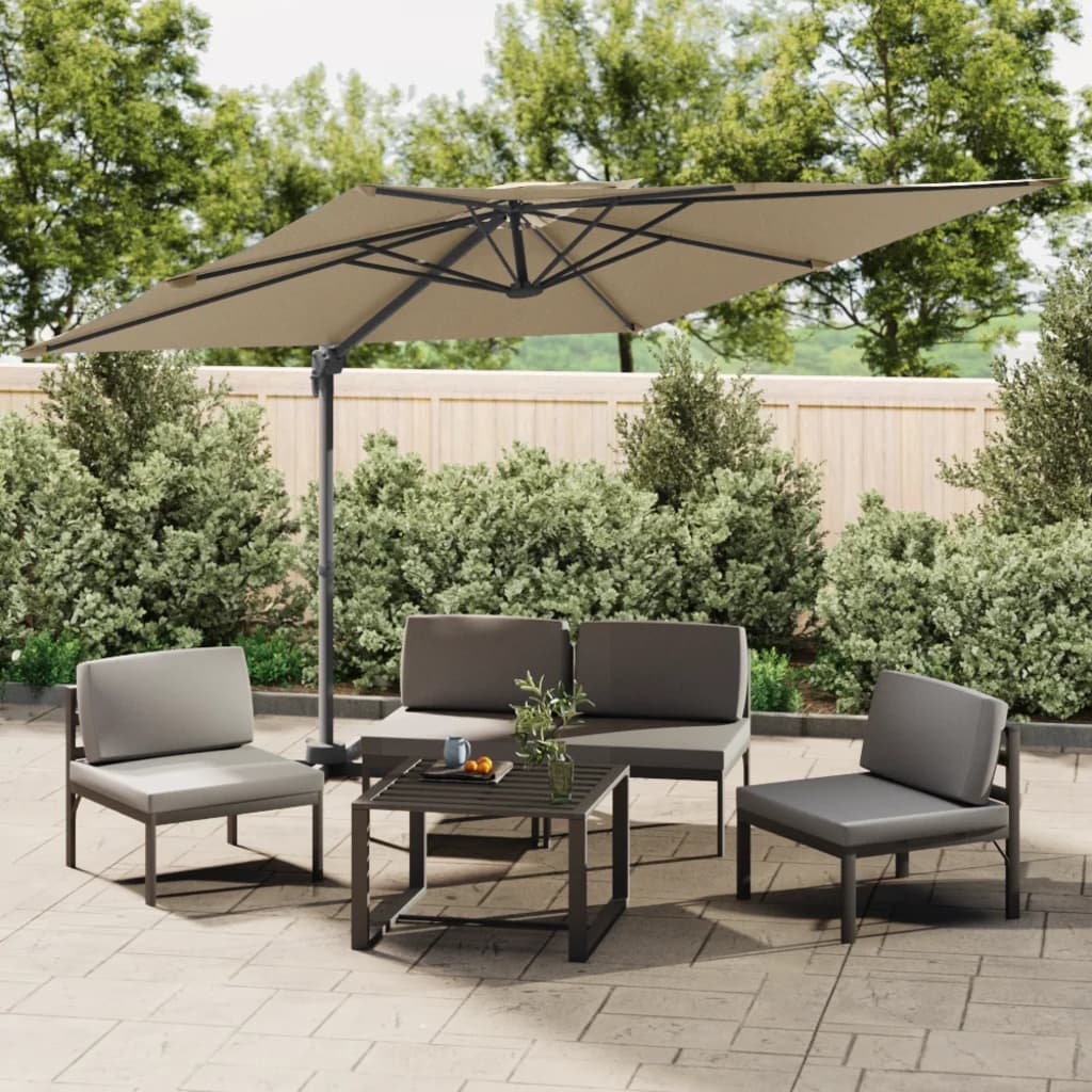 Berkfield Double Top Cantilever Umbrella Taupe 400x300 cm