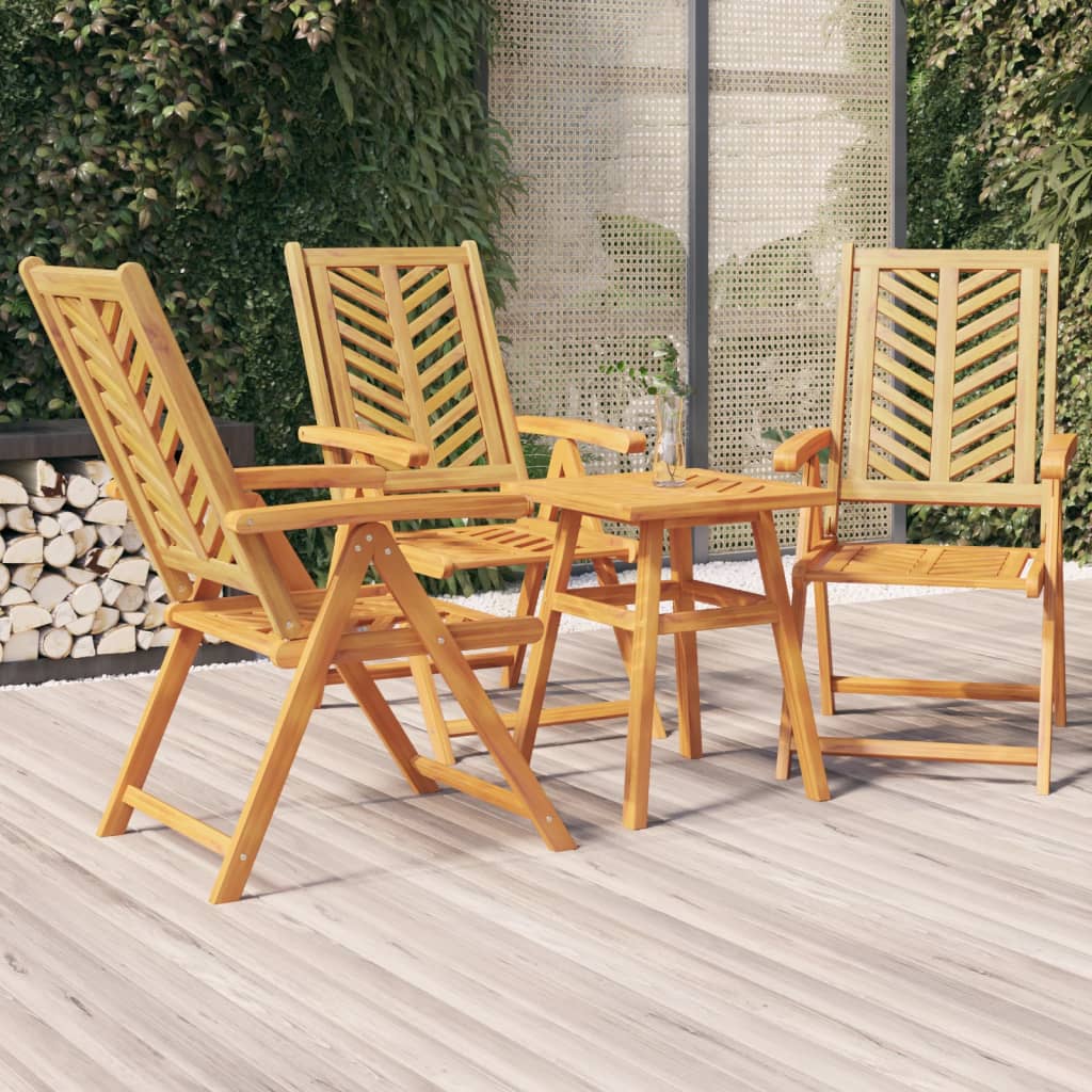 Berkfield Reclining Garden Chairs 3 pcs Solid Wood Acacia