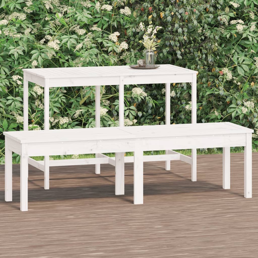 Berkfield 2-Seater Garden Bench White 159.5x44x45 cm Solid Wood Pine